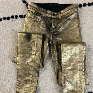 J Brand metallic skinny jeans